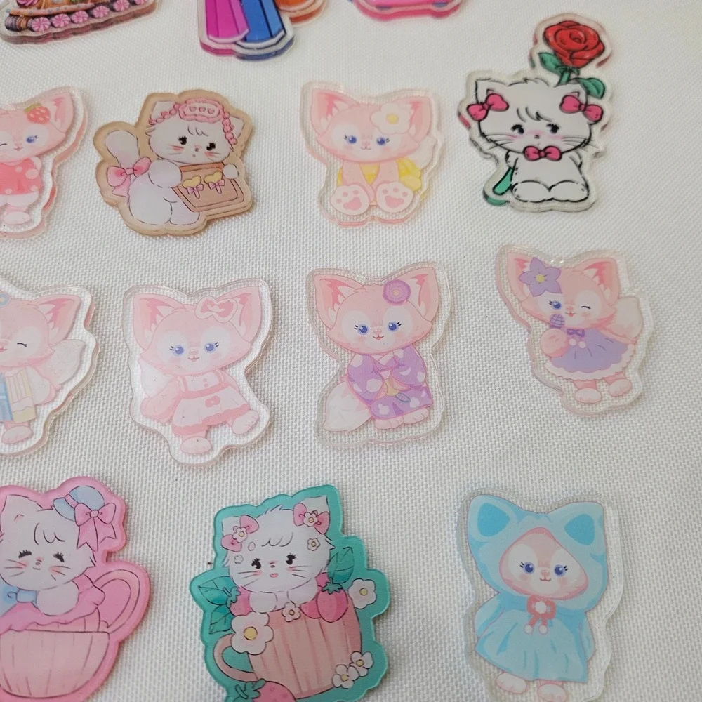 19pc Kawaii Acrylic Flatback Cabochons Cat Fox School Holiday DIY Craft Charms‎